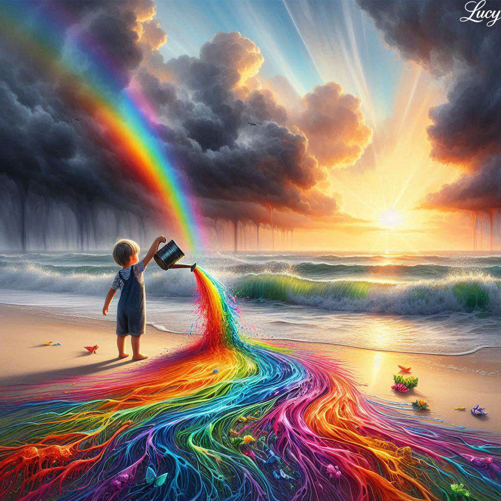 Versare vernice brillante e multicolore puzzle online