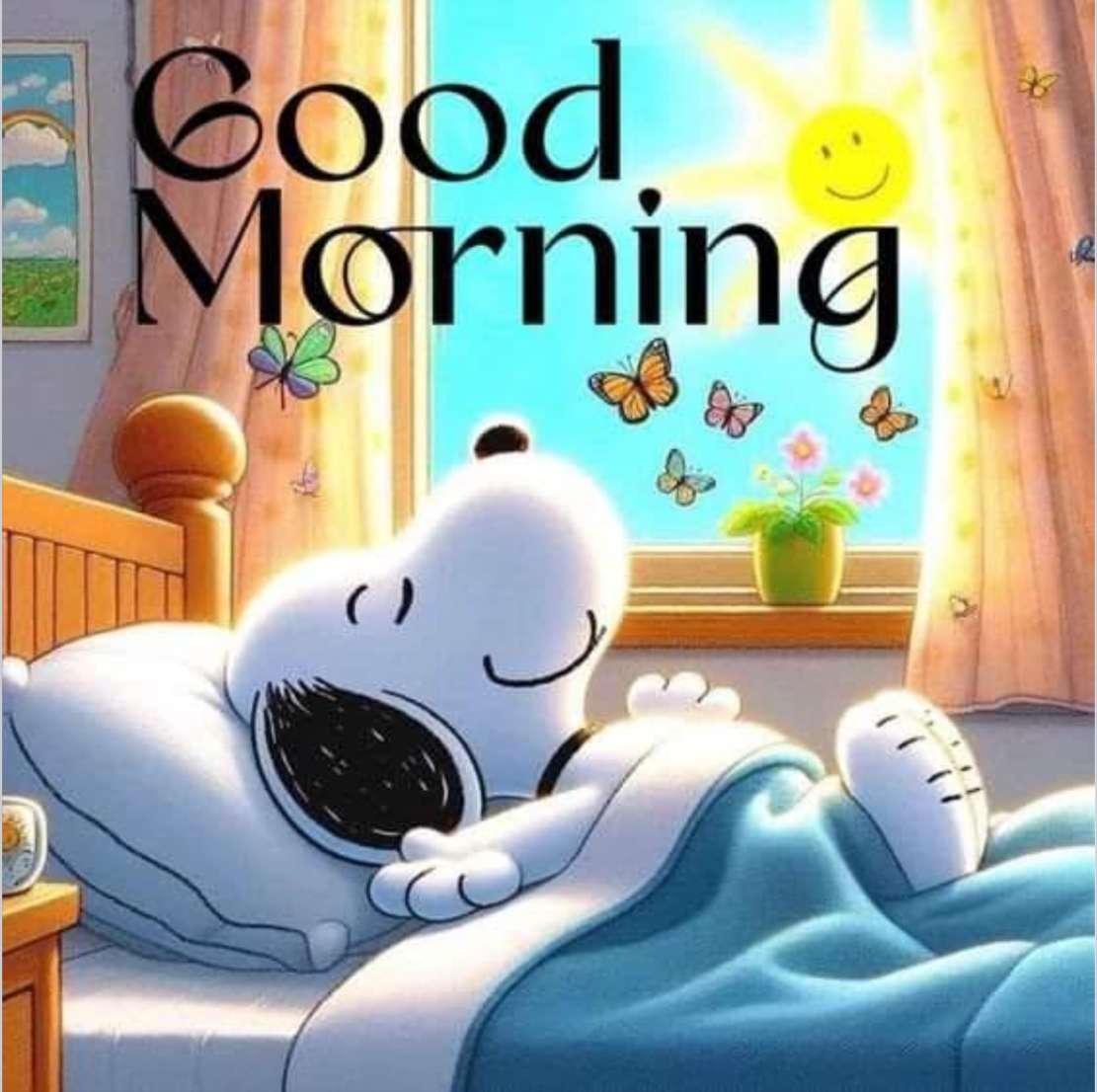 Snoopy wita poranek wielkim odcinkiem. puzzle online