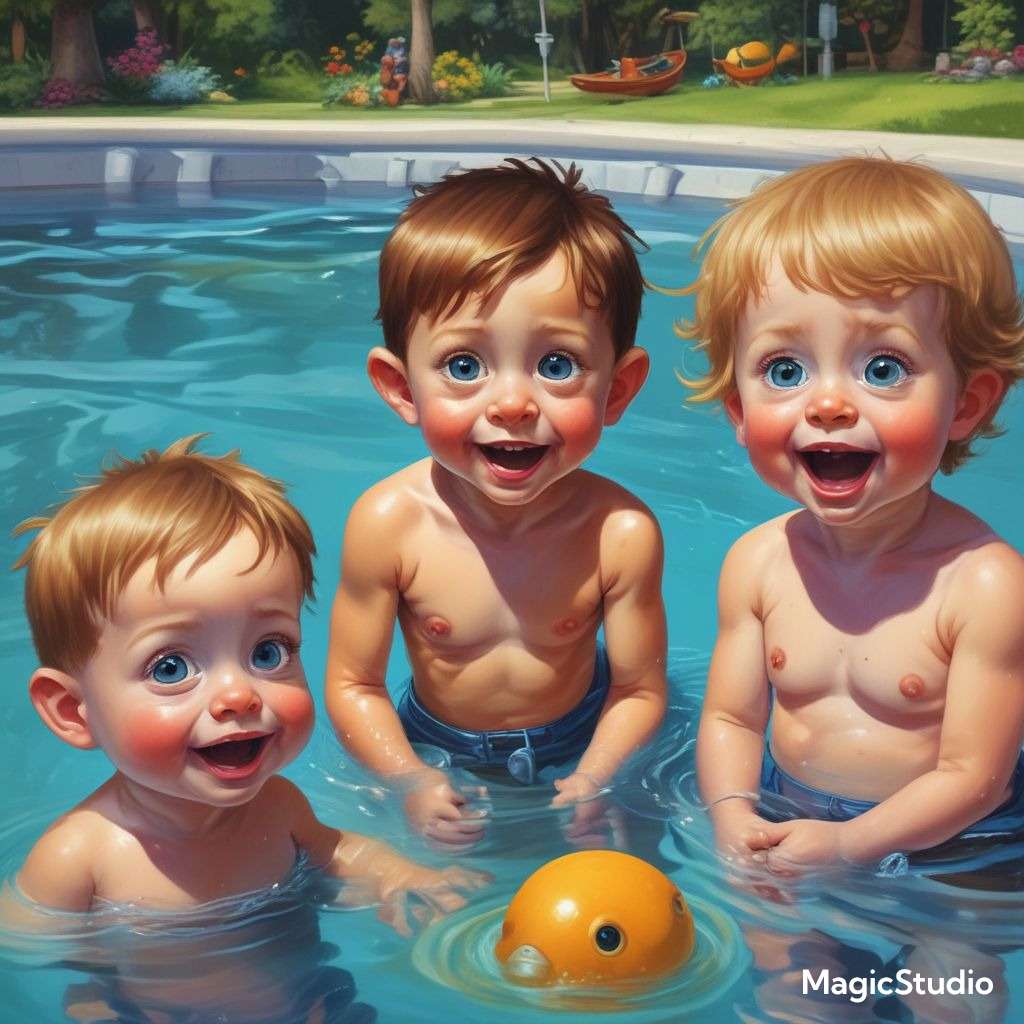 FUN IN THE FAMILY POOL jigsaw puzzle online