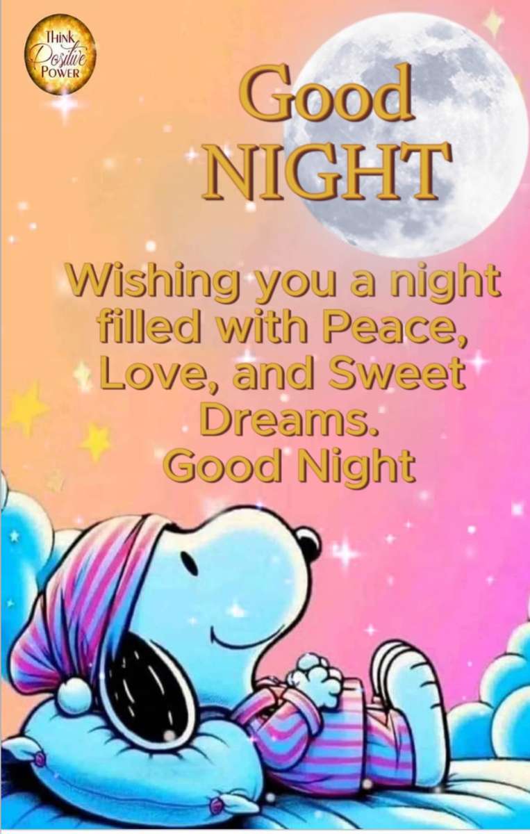 Dobranoc, życzenie przed snem Snoopy. puzzle online