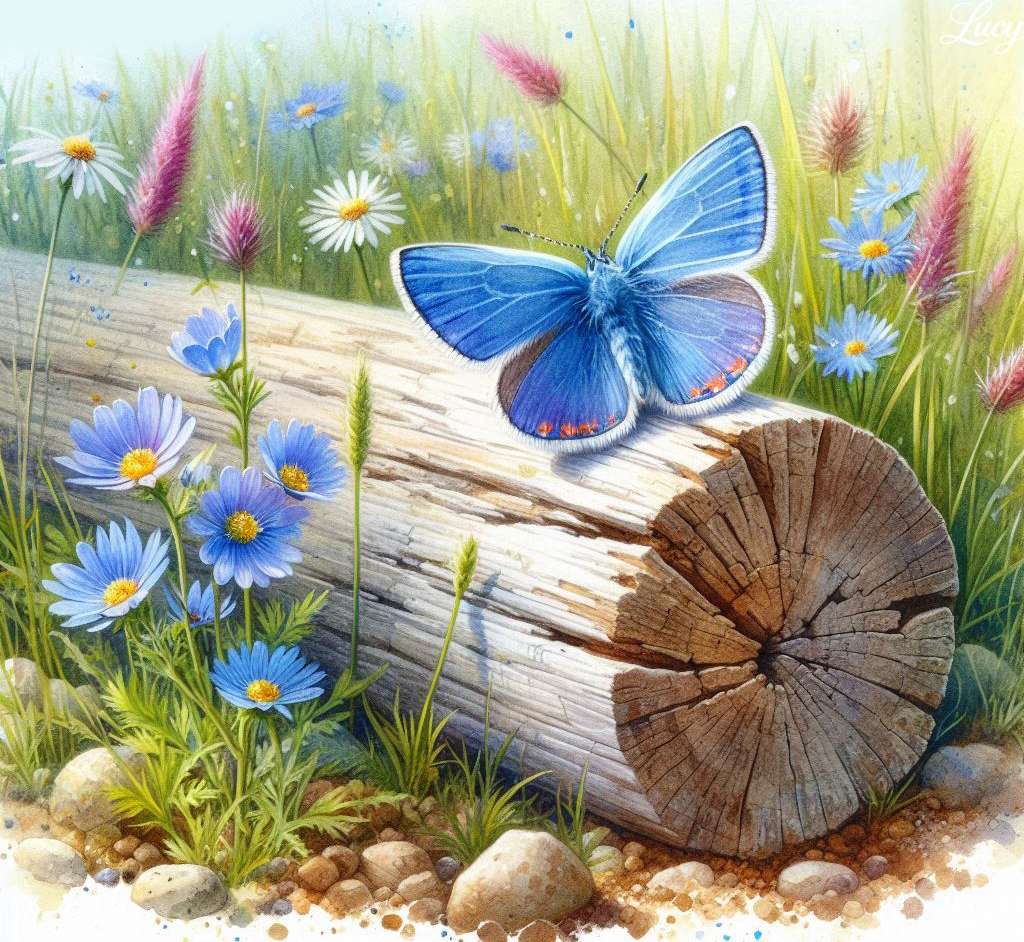 Petit beau papillon bleu puzzle en ligne
