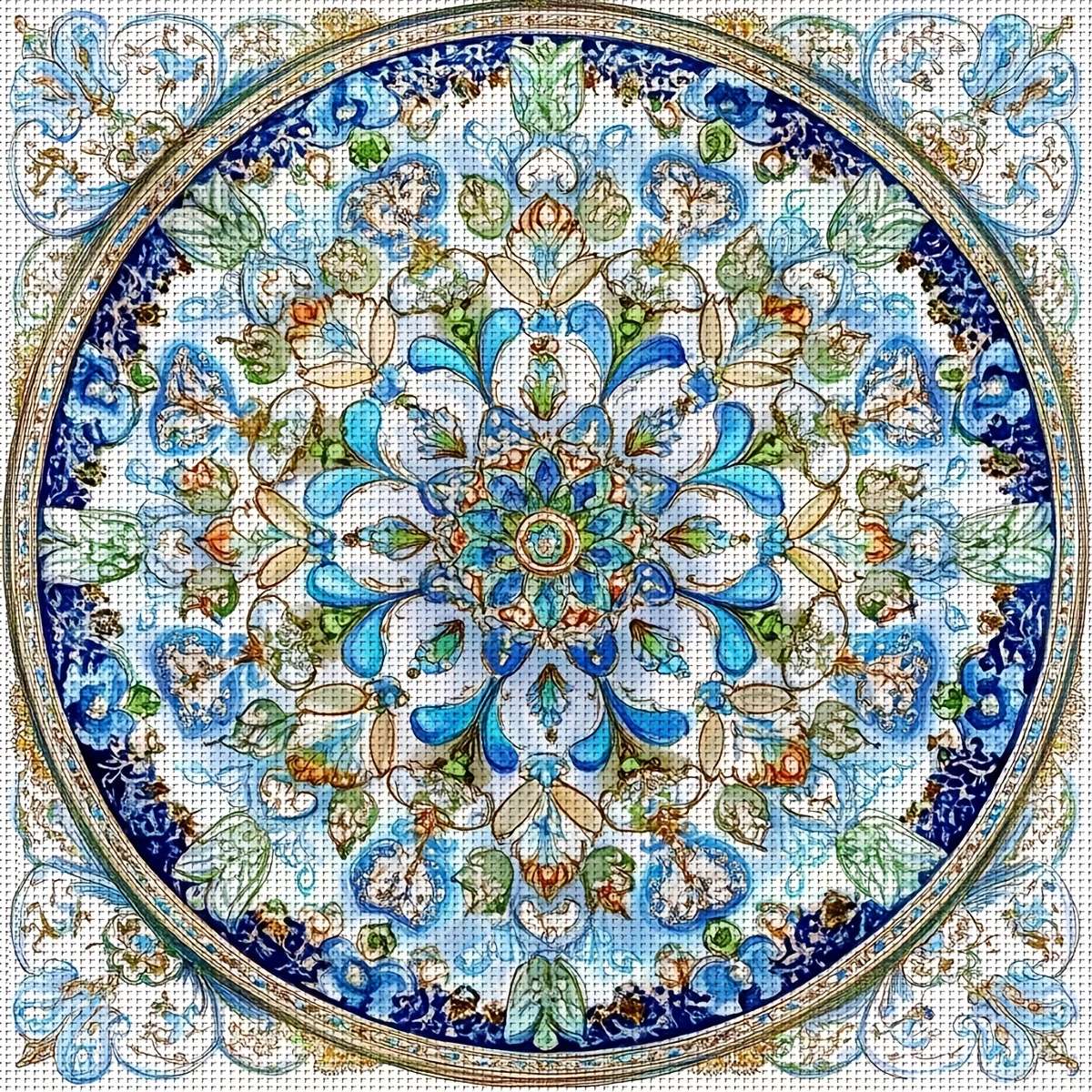 niebiesko-złota mandala puzzle online