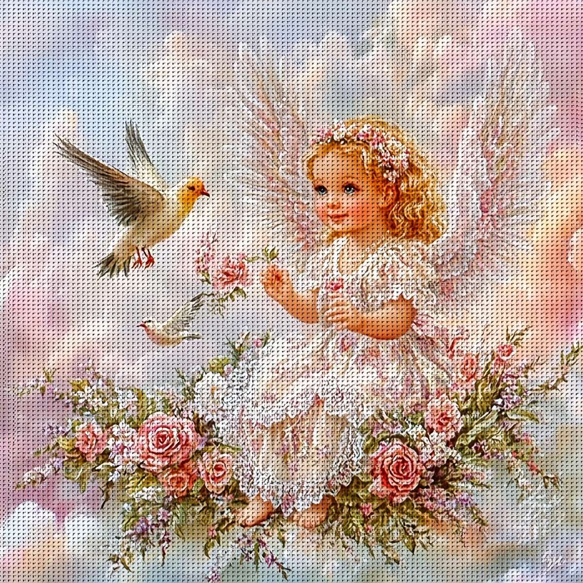 radosny aniołek na chmurce puzzle online