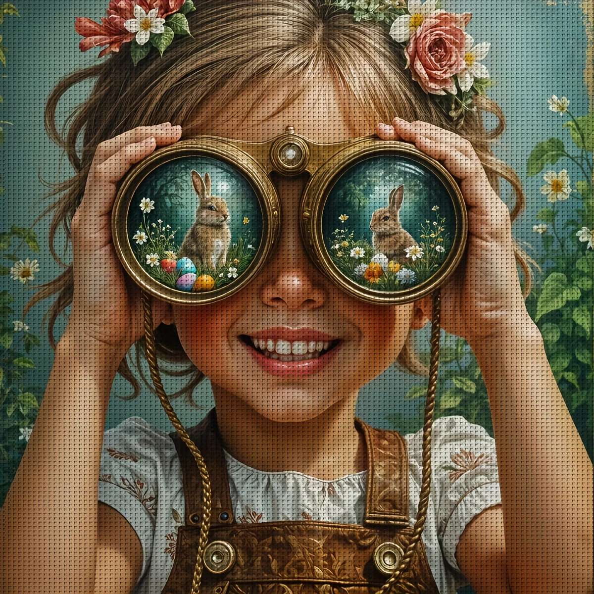 A girl with a funny binoculars online puzzle