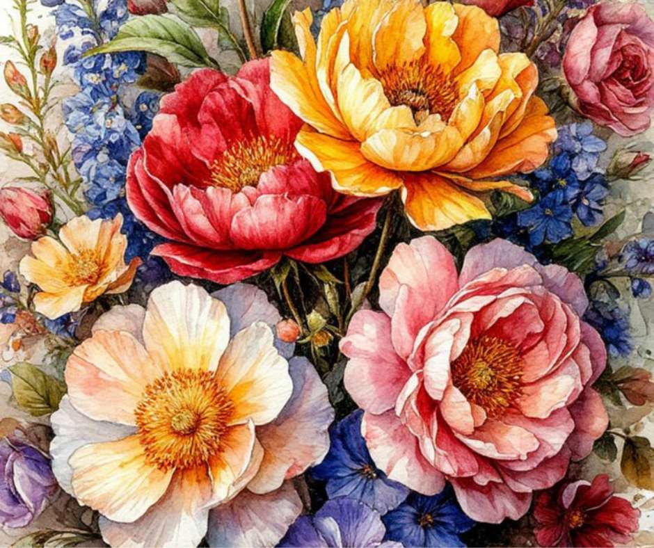 Kolorowe kwiatowe piękno puzzle online