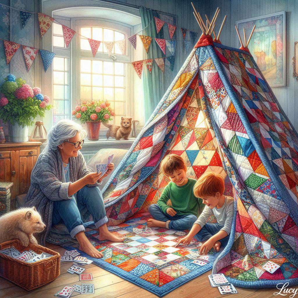 Tenda de colcha de retalhos na sala quebra-cabeças online