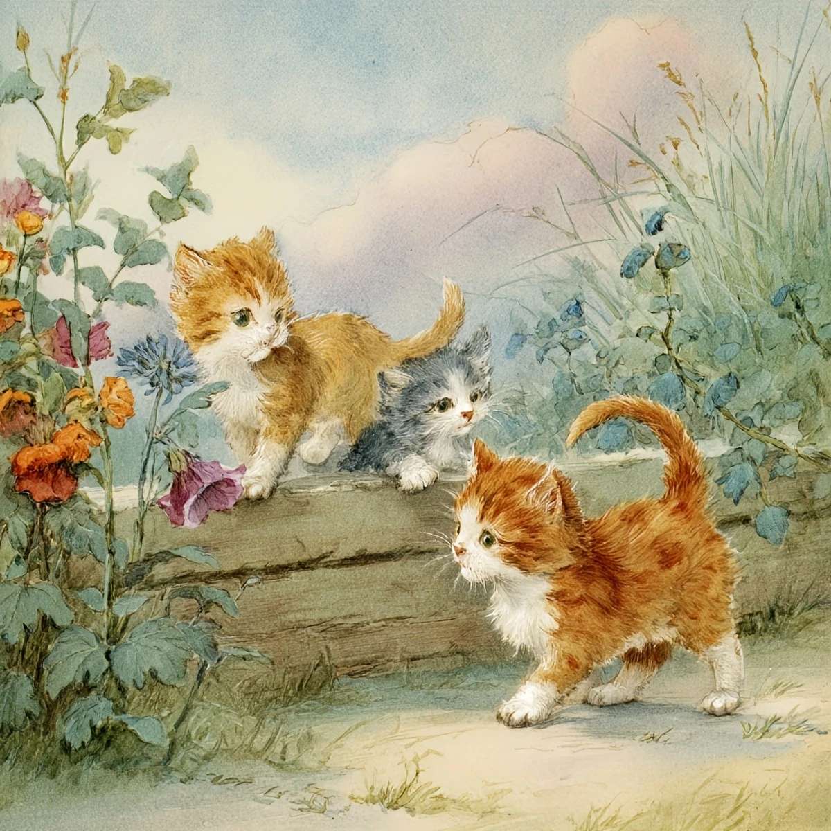 Bellissimi e piccoli gatti in divertimento puzzle online
