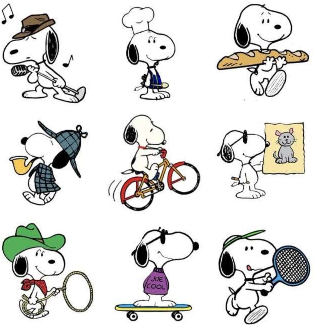 Wiele talentów Snoopy puzzle online