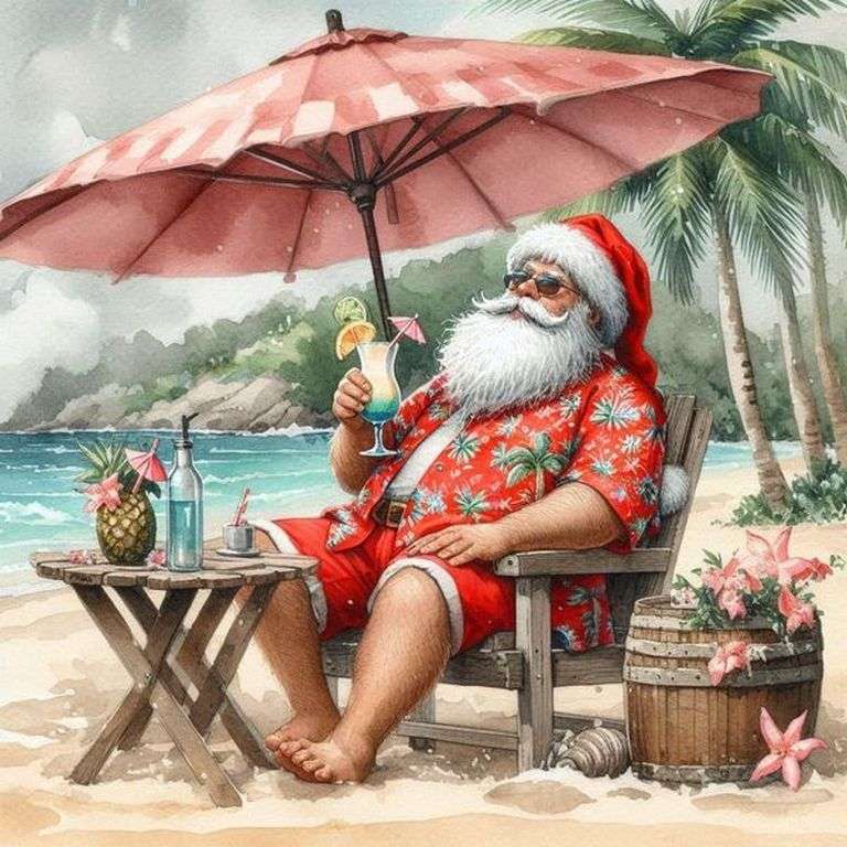 Tropische kerstman online puzzel