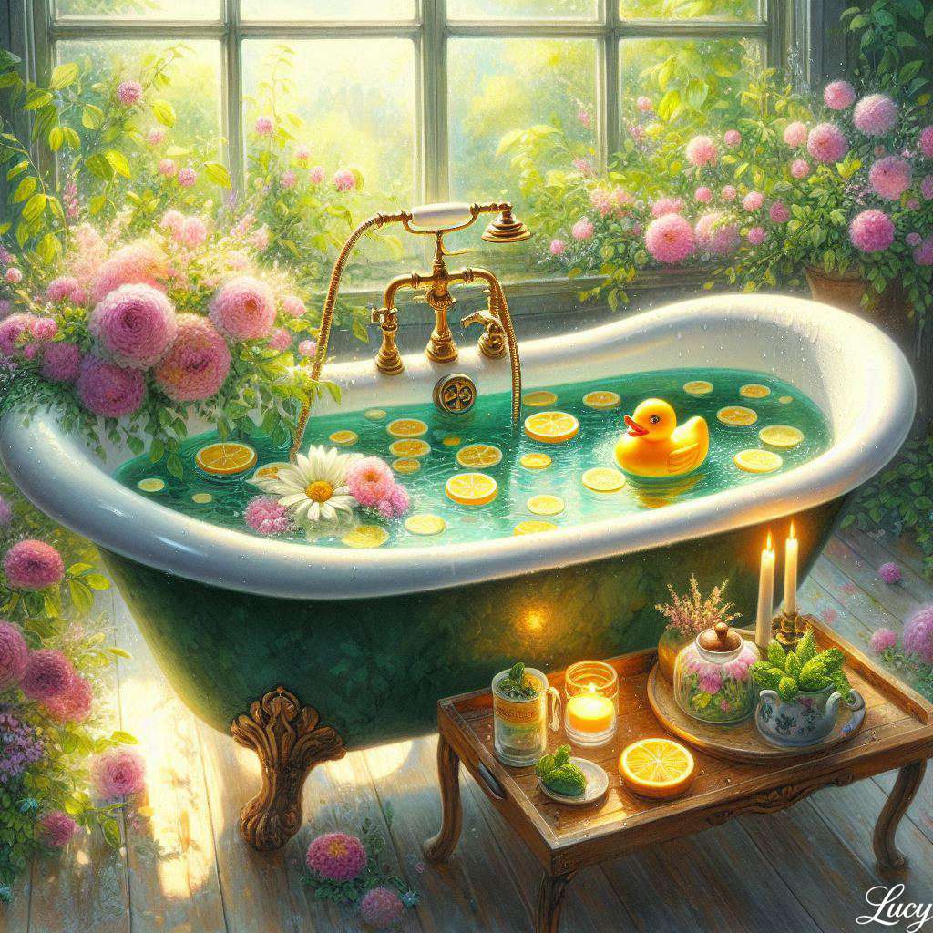Eau garnie de tranches de citron flottantes puzzle en ligne
