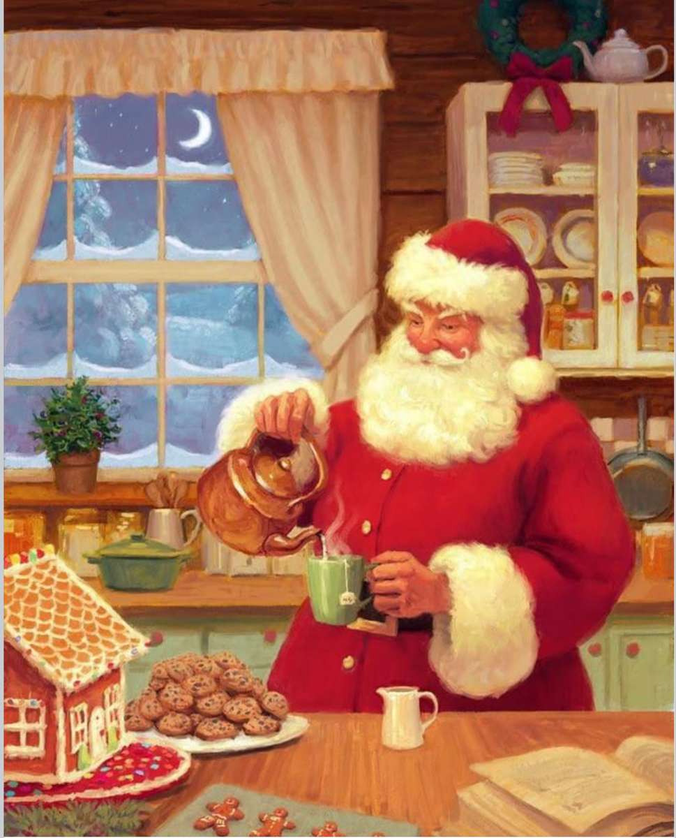 Santa helps himself to some hot Cocoa & cookies online puzzle
