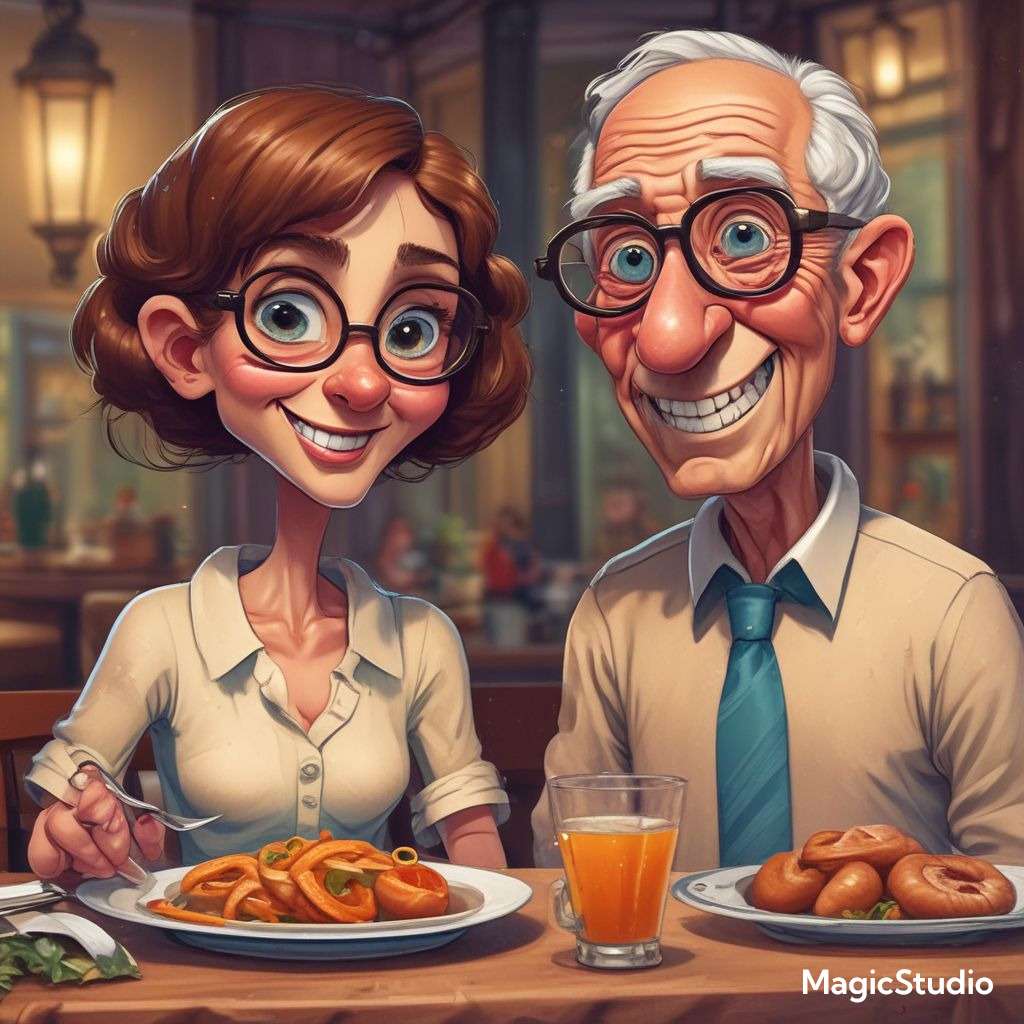 Una coppia che mangia un pasto puzzle online
