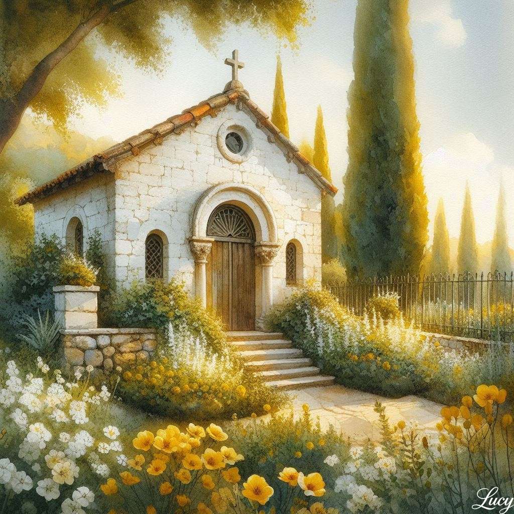 Una cappella di pietra bianca rustica puzzle online