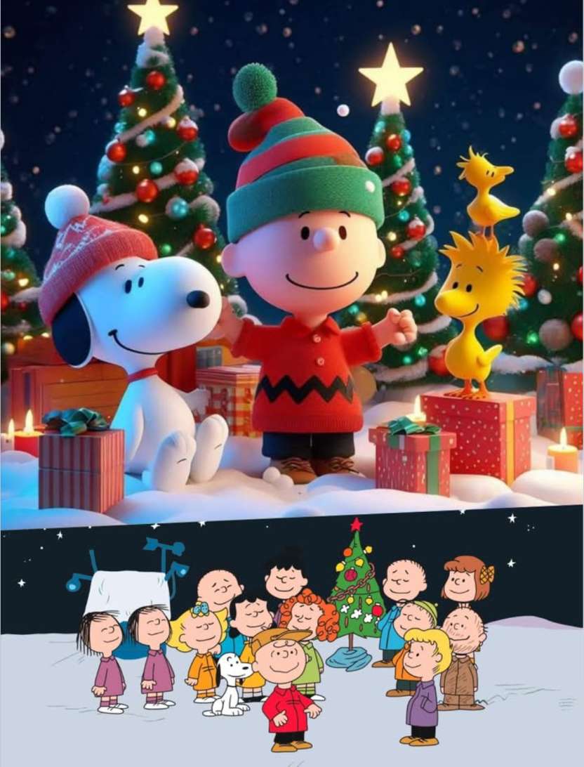 スヌーピー、チャーリー、ウッドストックはギフトを開きたいと思っています オンラインパズル