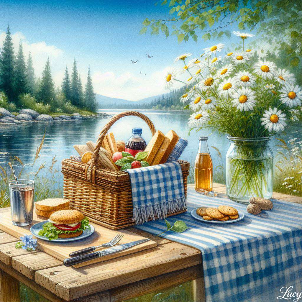 Spokojny piknik jeziora puzzle online
