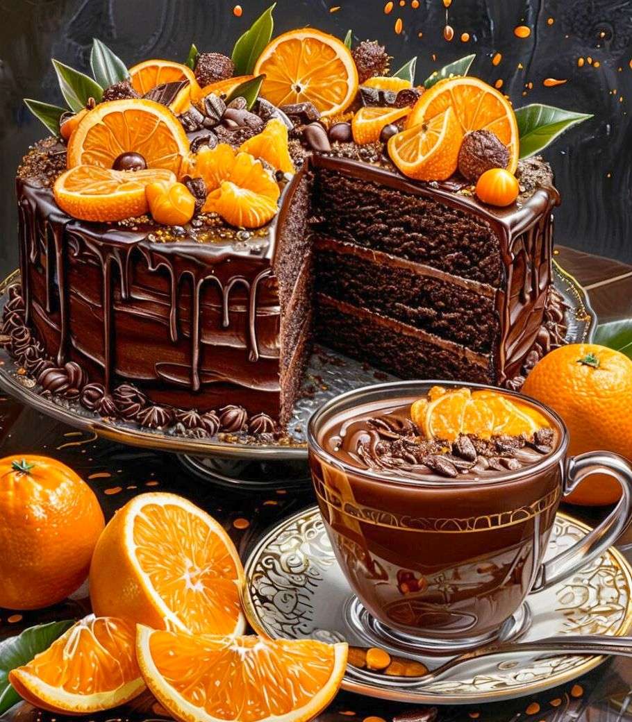 Ciasto czekoladowe z pomarańczami puzzle online