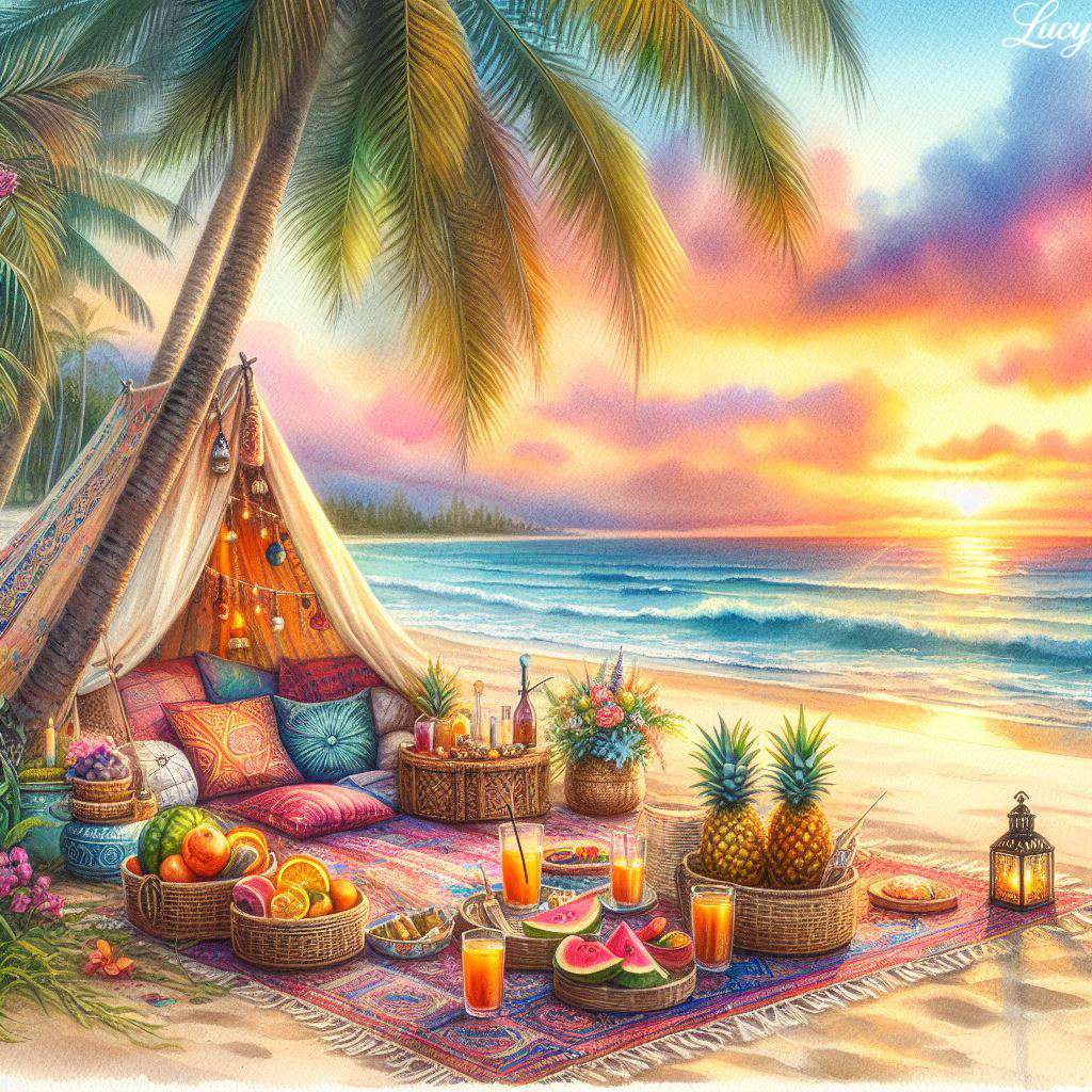 Mélanger les nuages pastel à la lumière du soleil doré puzzle en ligne