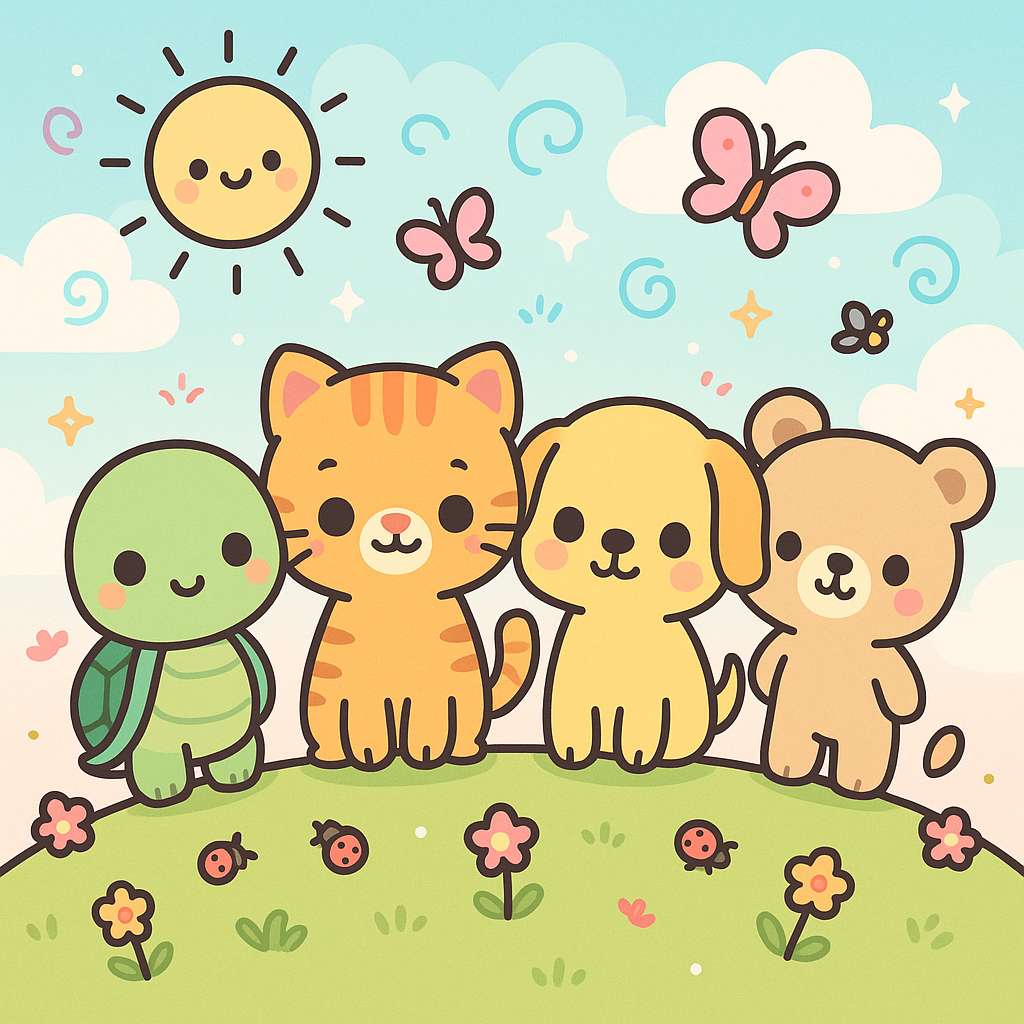 Przyjaciele na łące puzzle online