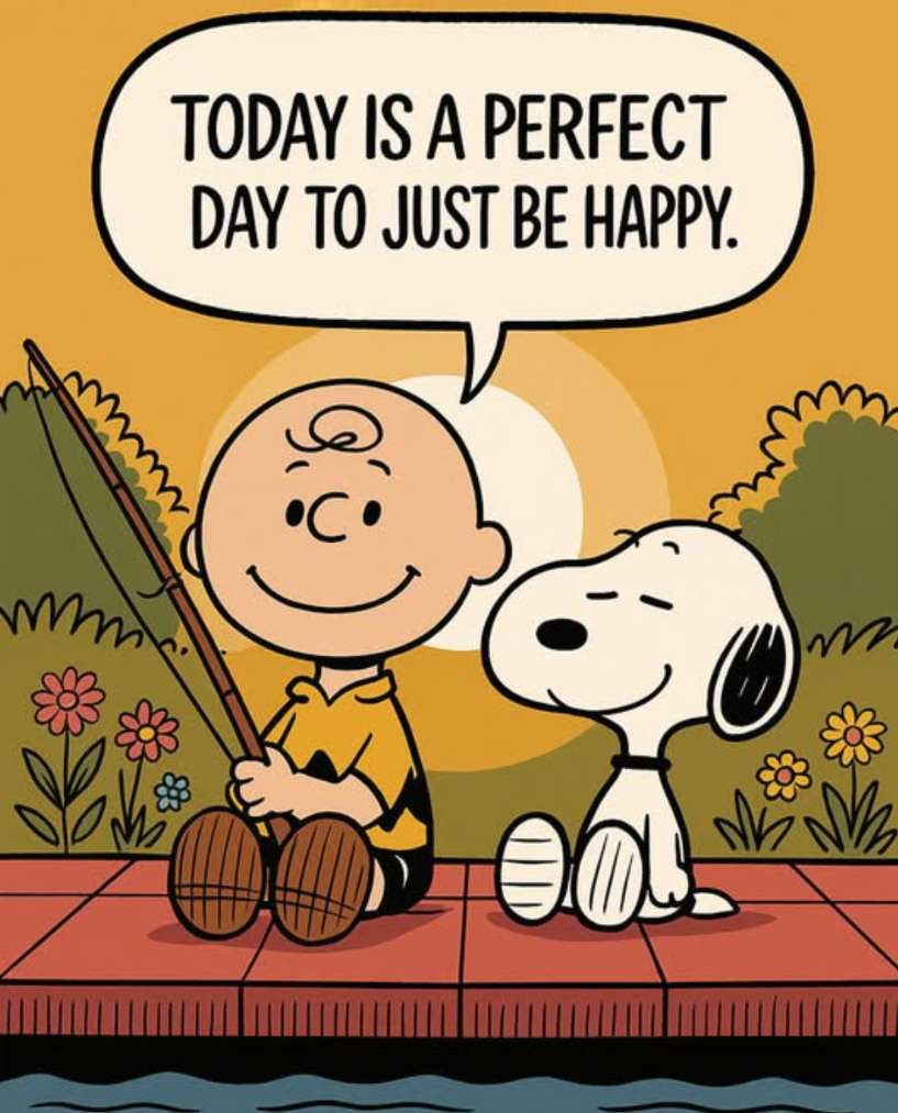 Charlie i Snoopy są szczęśliwi, tylko łowiąc ryby. puzzle online