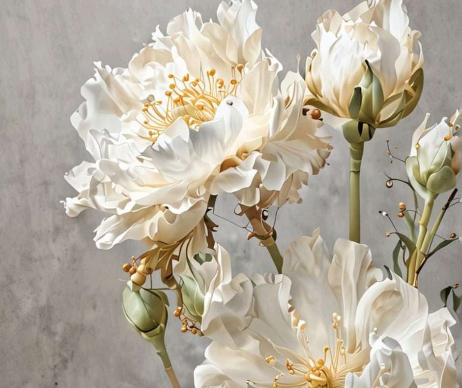 Szczęśliwe białe kwiaty puzzle online