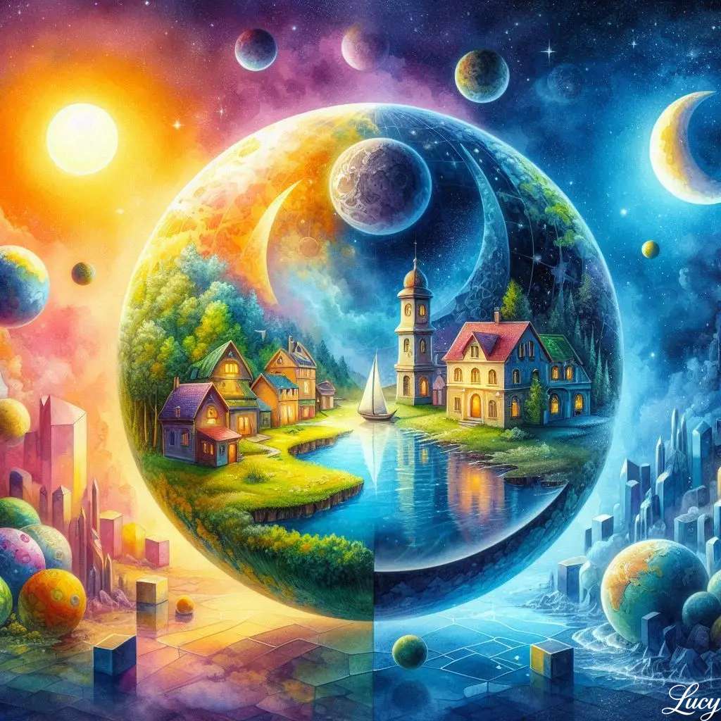 Surrealistyczny krajobraz z globem puzzle online