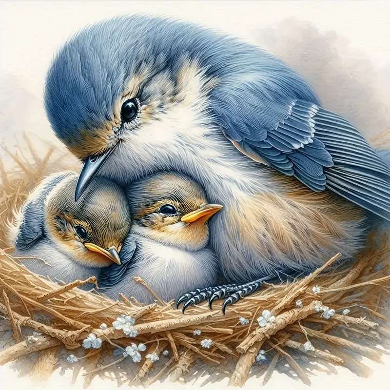 Famiglia di uccelli nella presa puzzle online