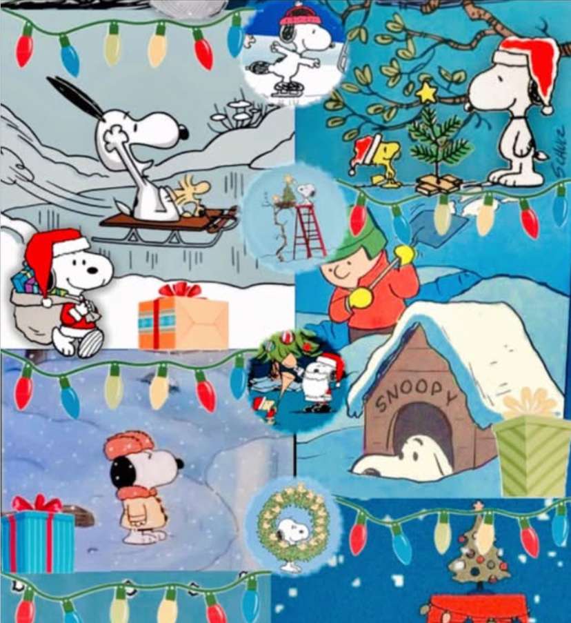 Snoopy kolaż świątecznych wspomnień. puzzle online
