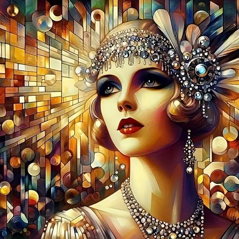 dama w stylu art deco puzzle online