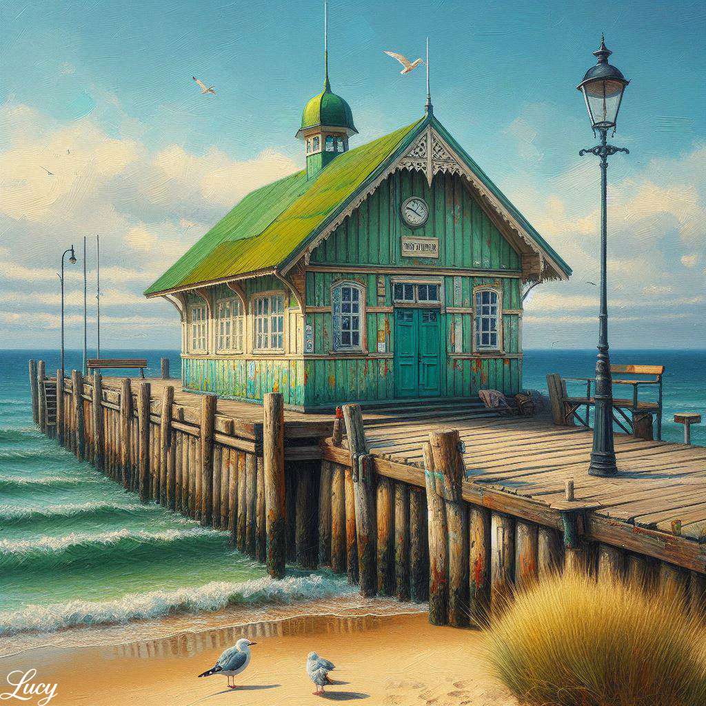 Stary zielony dach na pontonie puzzle online