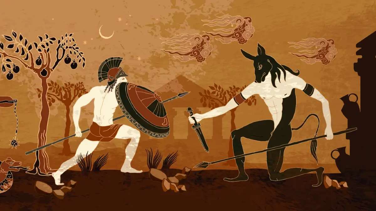 Teze i Minotaur puzzle online