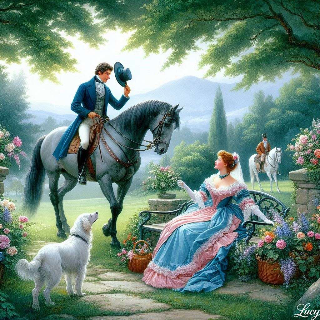 Romantyczna XIX-wieczna scena ogrodowa puzzle online