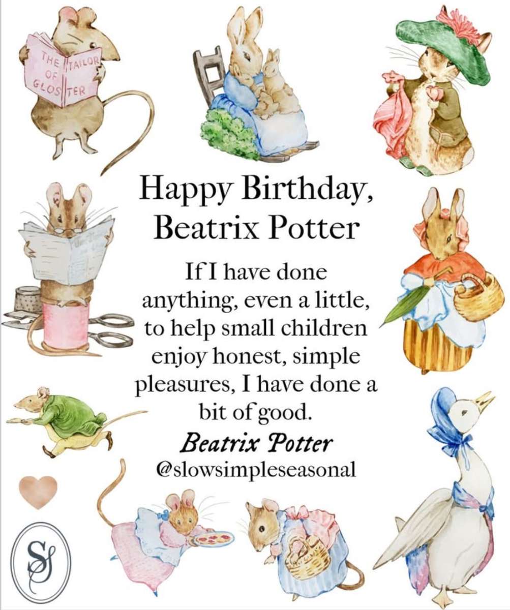 Wszystkiego najlepszego, Beatrix Potter! 28 lipca 1866 r puzzle online
