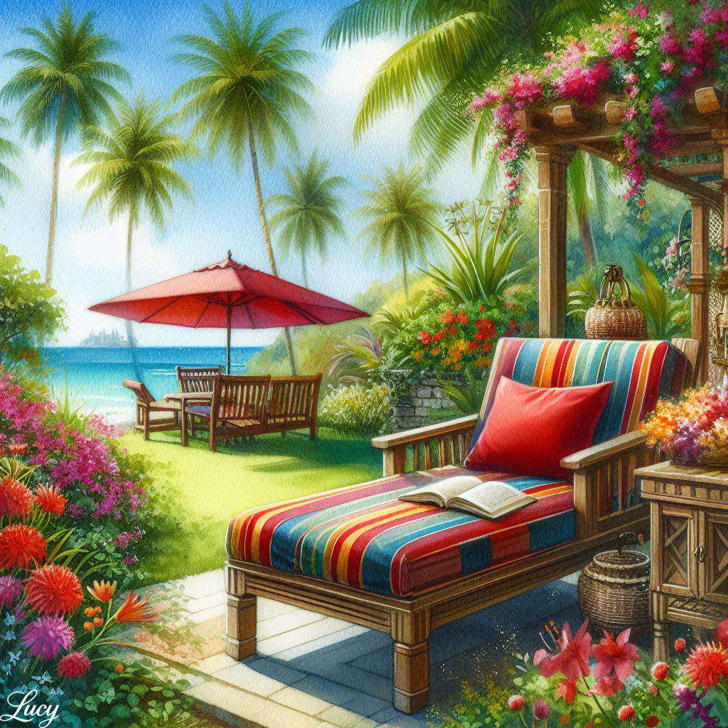 Spokojna tropikalna patio oaza puzzle online