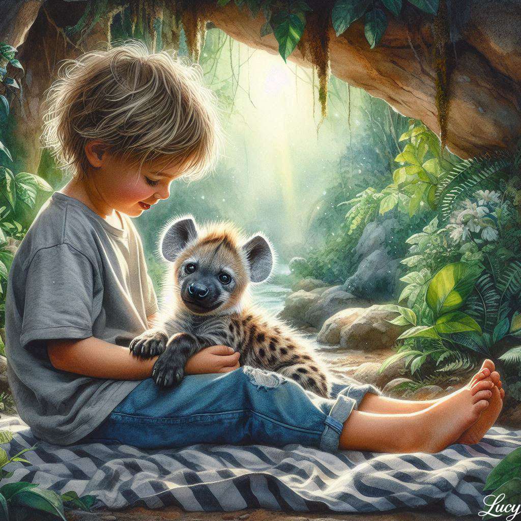 Hiena dziecięca i blondynka puzzle online