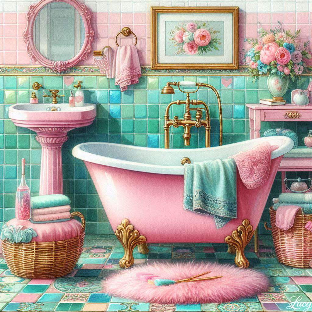 Inspirowana retro łazienka puzzle online