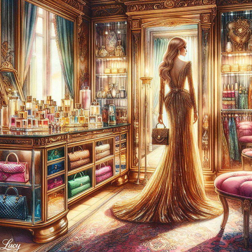 Efektowna kobieta w sukni haute couture puzzle online