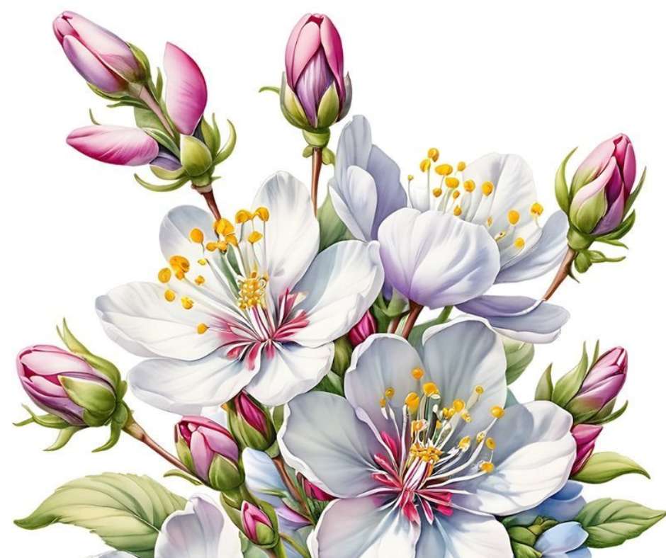 Różowe i białe kwiaty puzzle online