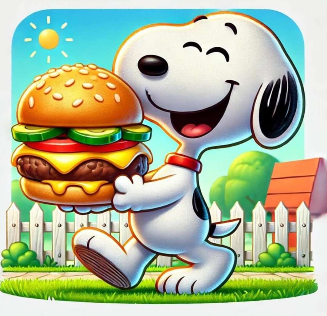 スヌーピーとチーズバーガーをお楽しみください オンラインパズル