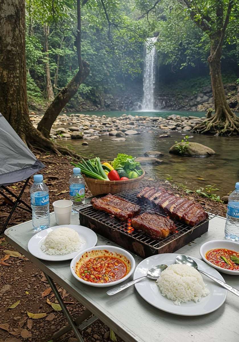 Lunch w wodospadzie puzzle online