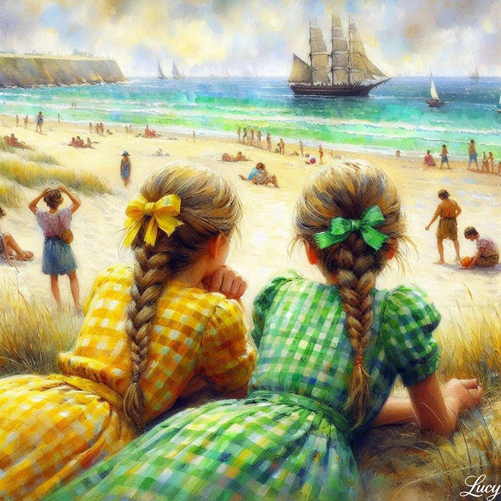 2 dziewczyny z widokiem na plażę puzzle online
