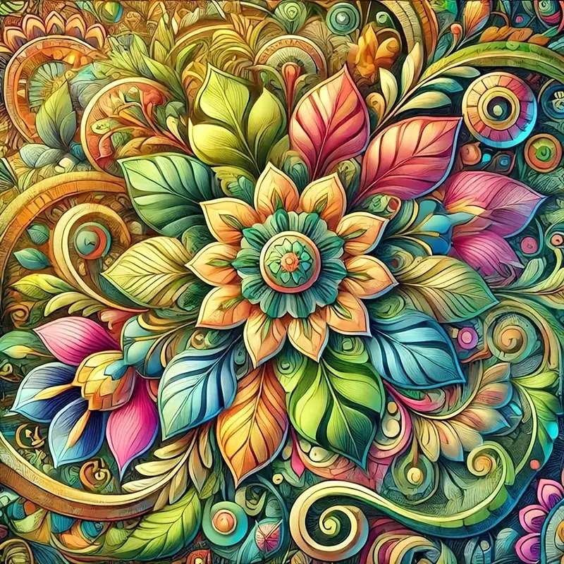 ozdobny wzór kwiatowy puzzle online
