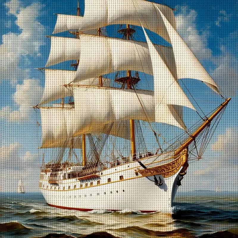 żaglowiec na pełnym morzu puzzle online