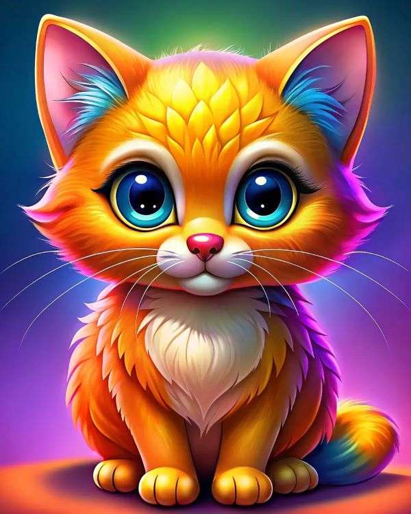 Pokolorowany kotek puzzle online