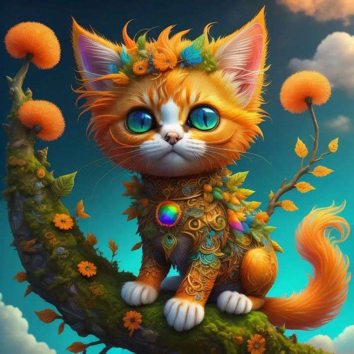 Kotek i origami puzzle online
