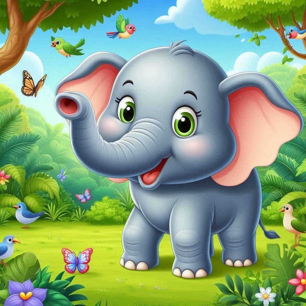 Zabawny spacer słonia puzzle online