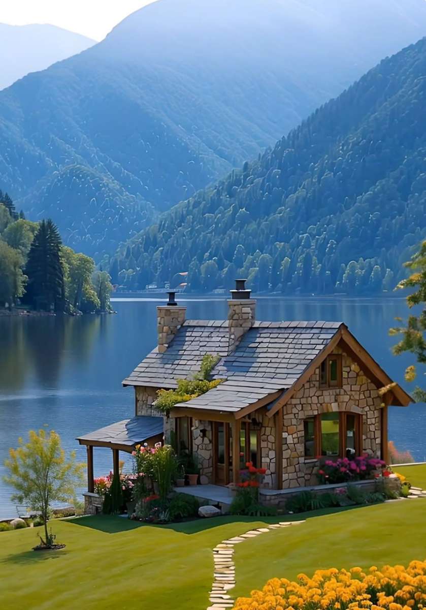 Kabina nad jeziorem puzzle online