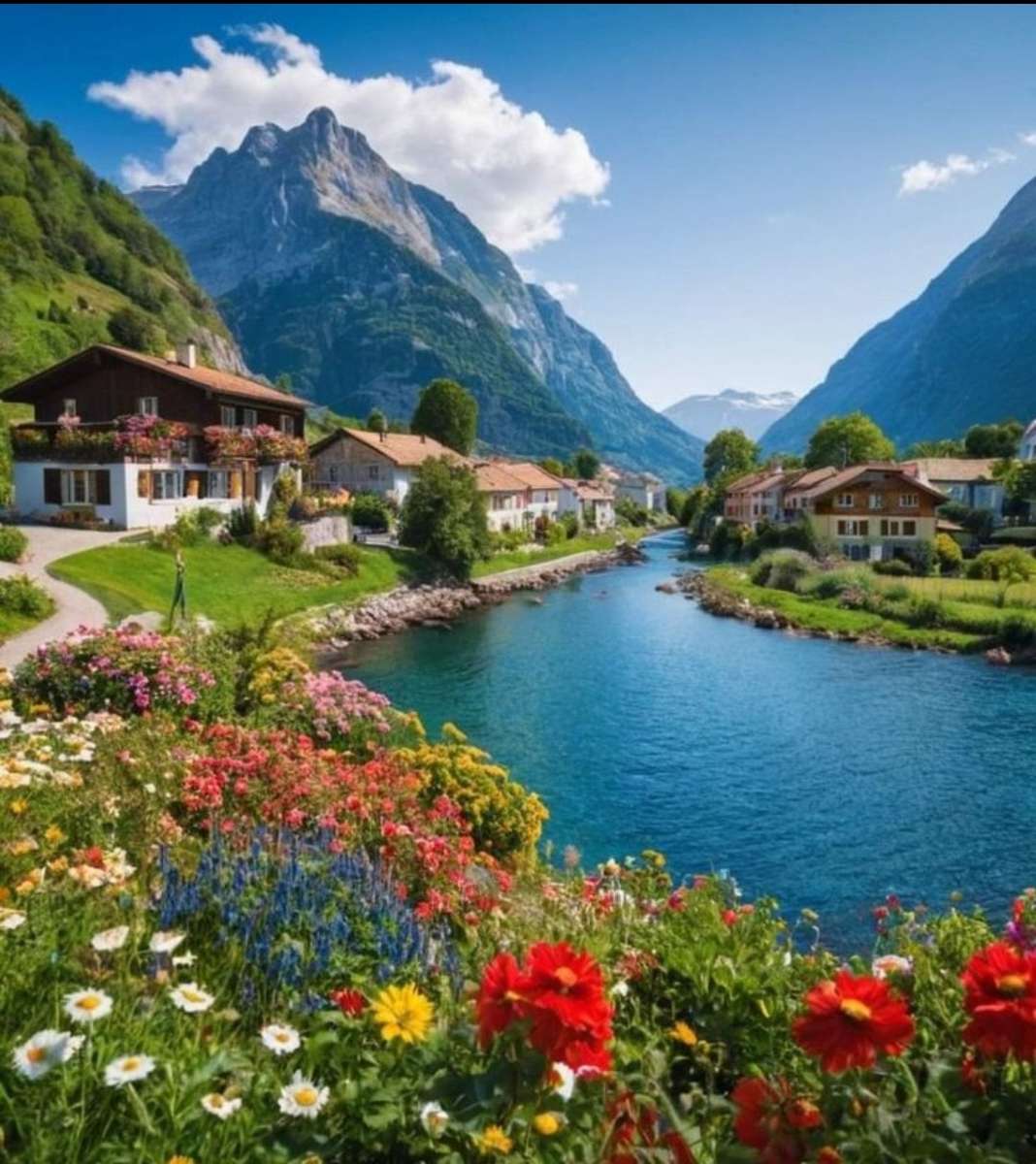 川のそばの家 オンラインパズル