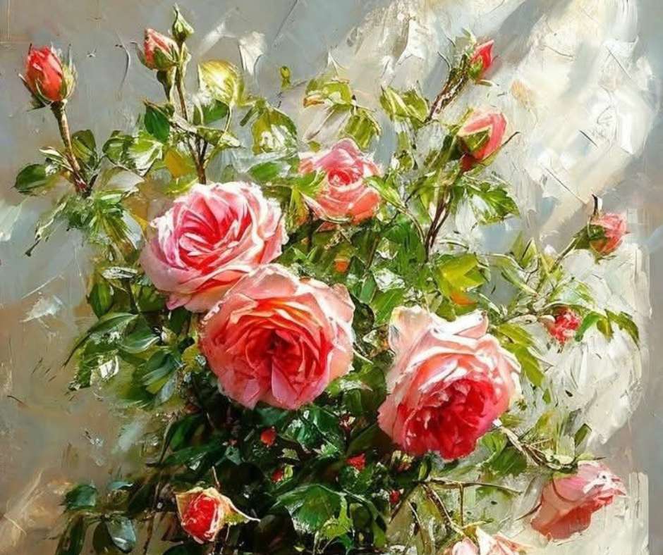 Różowe róże ogrodowe puzzle online