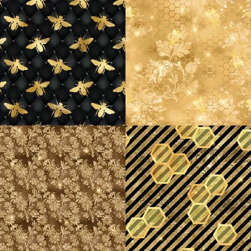 4つの金と黒のデザイン ジグソーパズルオンライン