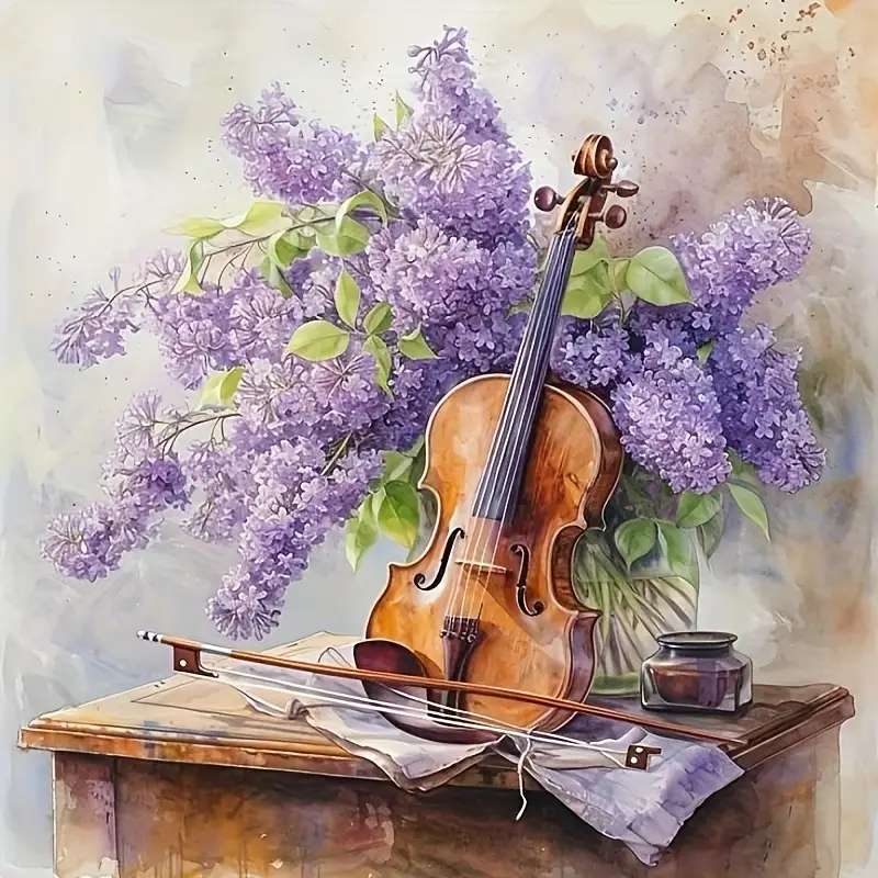 hegedű és lila kirakós online